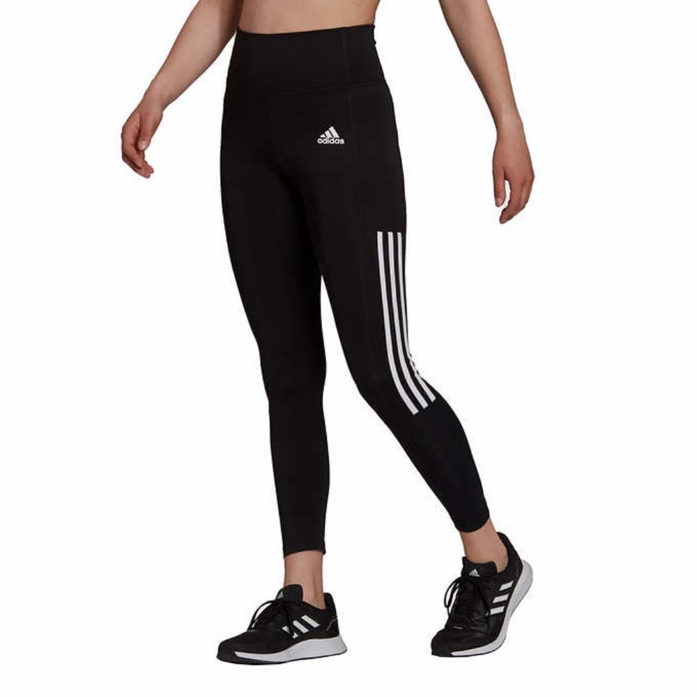 NWT BLACk adidas Ladies' 3-Stripe Tight‎ with Mesh